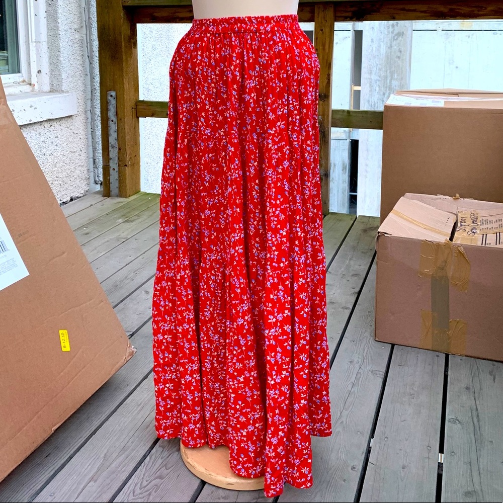 Cactus Flower Floral Print Maxi Skirt
